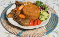 Jollof rice with Grilled Lamb Chops with Salad