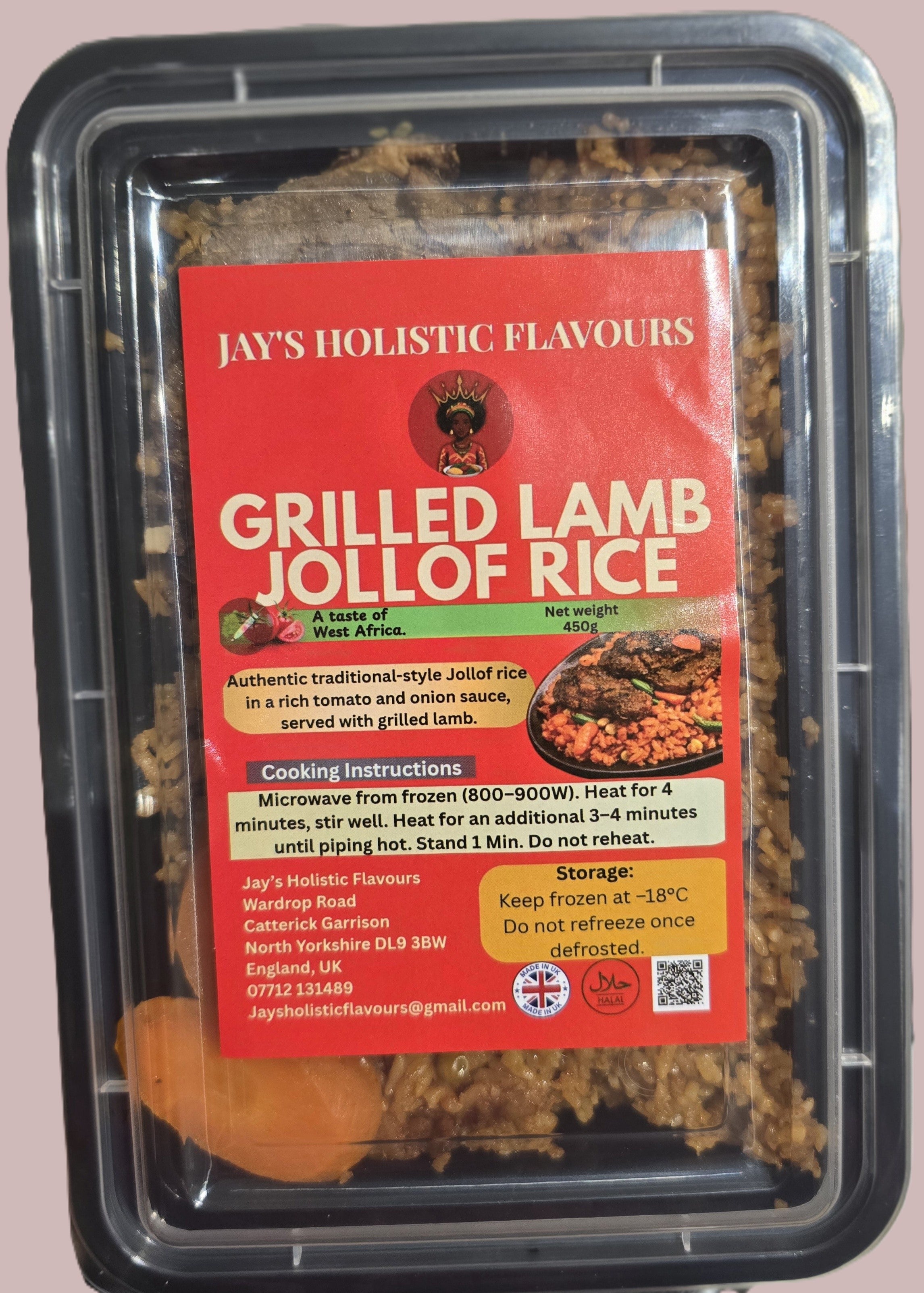 Frozen Jollof Rice with Grilled Lamb (450g)