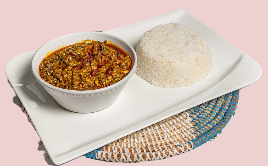 Authentic Okra Soup with Rice or Fufu