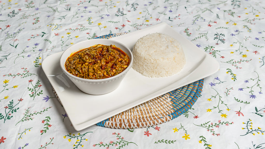 Authentic Okra Soup with Rice or Fufu