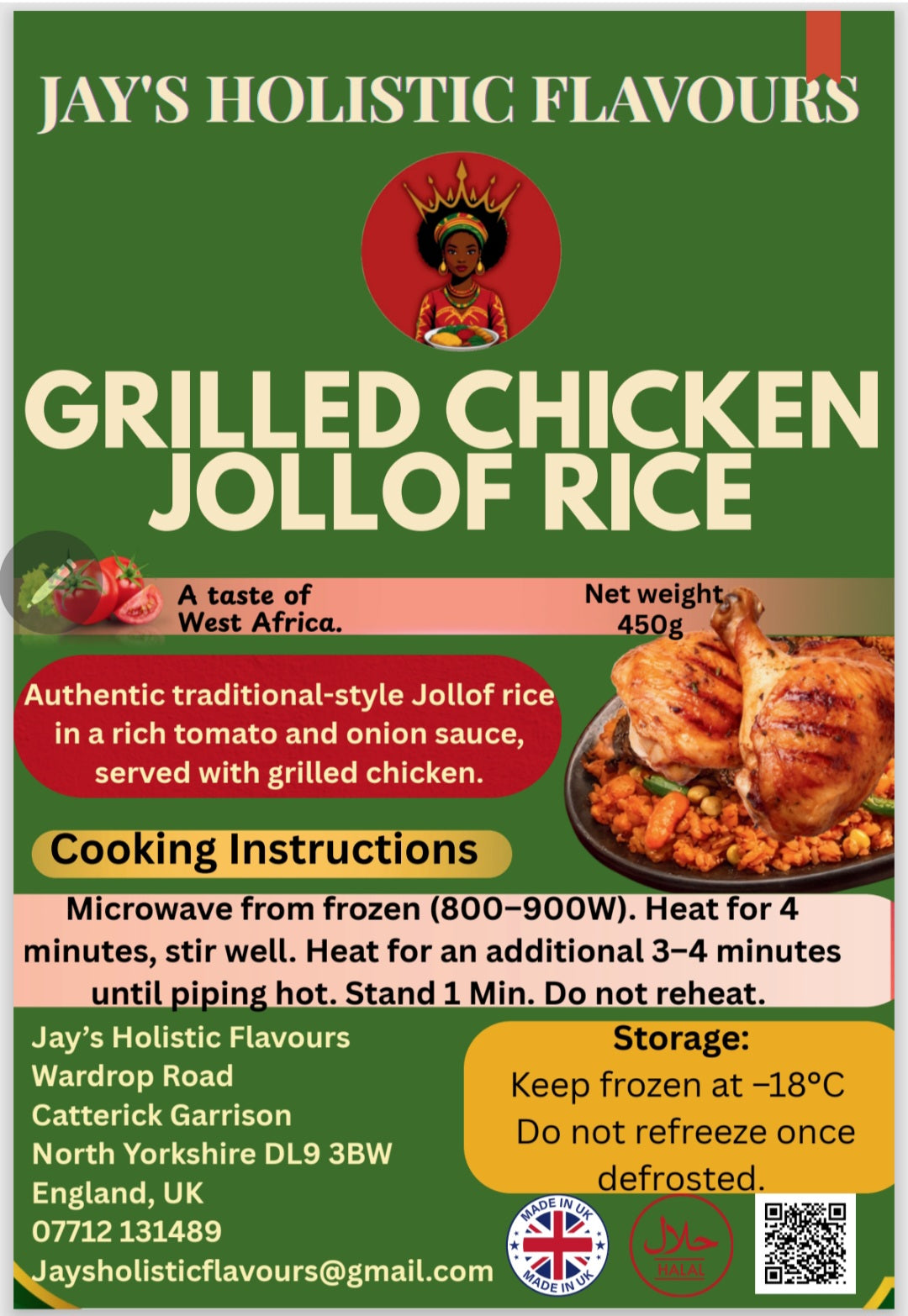 Frozen Jollof Rice with Grilled Chicken (450g)